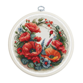 BC209 Borduurpakket Luca-S - Composition With Poppies - Compositie met Klaprozen (inclusief ring)