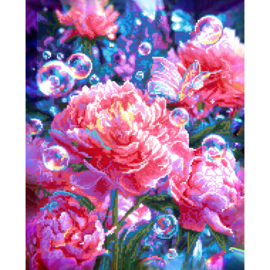 DP431 - Canvas op houten frame - Pioenrozen - 40 x 50 cm