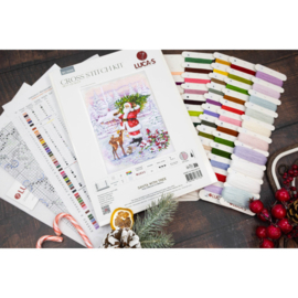 BU5098 Borduurpakket Luca-S - Santa with tree - Kerstman met boom
