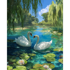 DP438 - Canvas op houten frame - Zwanen - 40 x 50 cm