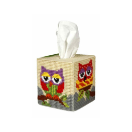 TISSUE BOX - ORCHIDEA - Owl - kit met grof kunststof stramien