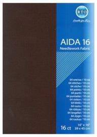 Borduurstof Aida 16 count - RTO - Precut - Zwart
