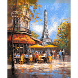 DP437 - Canvas op houten frame - Straat in Parijs - 40 x 50 cm