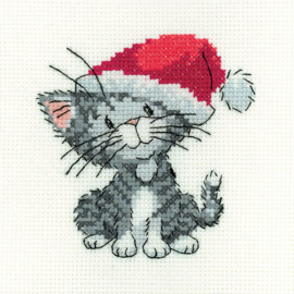 BORDUURPAKKET BLACK AND WHITE CHRISTMAS KITTEN - HERITAGE CRAFTS