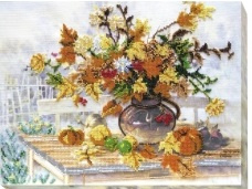 496 KRALEN BORDUURPAKKET -  Autumn bunch of Flowers - Een berg Herfstbloemen