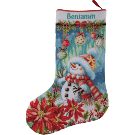 Borduurpakket Vervaco - Christmas stocking kit Sneeuwman in bloei - PN-0246808
