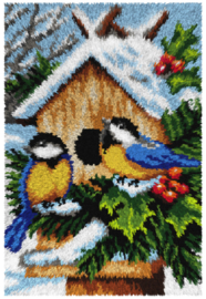 KNOOPKLEED ORCHIDEA -  VOGELS MET VOGELNESTJE -  50 x 75 cm