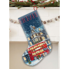 Borduurpakket LETI L10-003 London Christmas Bus Stocking - Leti Stitch