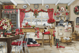 BU5053  Borduurpakket Luca-S - Christmas Farmhouse Kitchen - Kerstkeuken