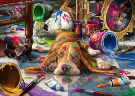 LDS-7029 Puppy Picasso - Diamond Painting - Letistitch (70 x 50)