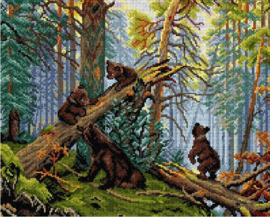 Voorbedrukt stramien - Beren in het Bos - ORCHIDEA 40 x 50