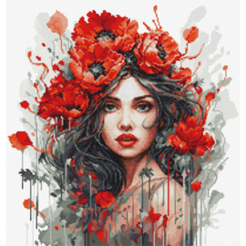 BU5063  Borduurpakket Luca-S - Girl with the Poppies - Meisje met de klaprozen
