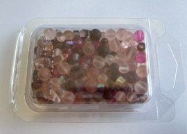 Glaskralen mix 90 gram Rose