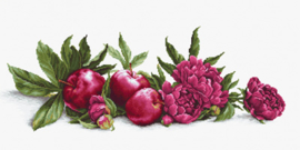 B2357 PEONIES AND RED APPLES (weefstof)