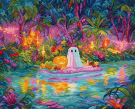 Borduurpakket LETI 9989 Glow Ghost Cove - Gloeiende Geest Inham - Leti Stitch