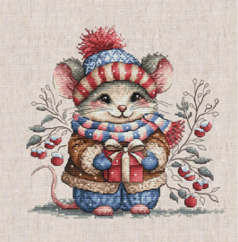 095 - Borduurpakket Ava Stitch - Little Mouse with a Scarf - Kleine muis met een Sjaal