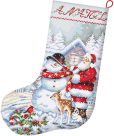 Borduurpakket LETI 8016 Snowman and Santa Stocking