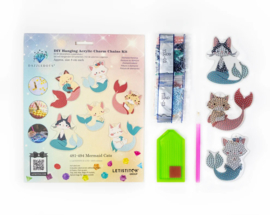 481-494 Mermaid Cats - DIY Hanging Acrylic Charm Chains Kit (Kit of 6)