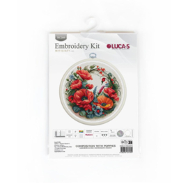 BC209 Borduurpakket Luca-S - Composition With Poppies - Compositie met Klaprozen (inclusief ring)