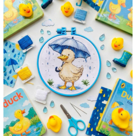 AHM-093 Borduurpakket ABRIS ART - Ducklings Walk - De Eend aan de Wandel