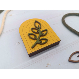 Houten Naaldendoosje Boho Geel