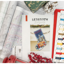 Borduurpakket LETI L10-003 London Christmas Bus Stocking - Leti Stitch