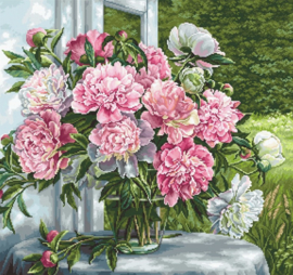 B 594 PEONIES BY THE WINDOW (aida)