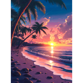 VA833 - DP - Canvas op houten frame - Zonsondergang bij Zee - 30 x 40 cm