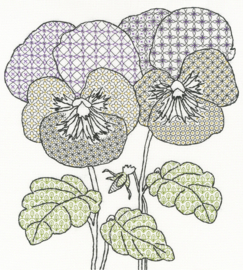 BORDUURPAKKET ELEANOR FRISTON - BLACKWORK PANSIES - BOTHY THREADS