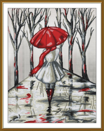 CP3395 Borduurpakket Nova Sloboda - The Red Umbrella - De Rode Paraplu