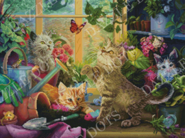 LDS-7023 Potting Shed Kittens - Diamond Painting - Letistitch (80 x 60)