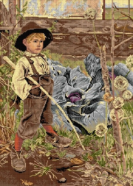 Voorbedrukt stramien- Jongetje in Veld - ORCHIDEA 50 x 70