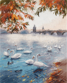 1647  Borduurpakket - Autumn waterfront - OVEN