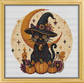 Borduurpakket Awesome Pattern Studio - Halloween Moon Cat - Halloween Maankat