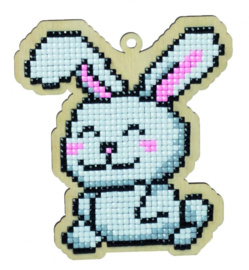 Setje met houten figuurtje DP WHITE RABBIT WWP137