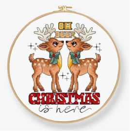 Borduurpakket LETI 9912 - O Deer, Christmas is Here - Ojee, Het is Kerst