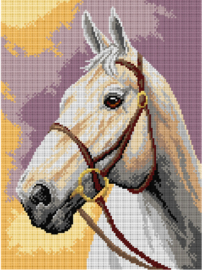 Voorbedrukt stramien - Grijs paard - ORCHIDEA 30 x 40