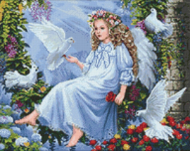 Diamond Painting Wizardi - Angel and Doves - 48 x 38 cm