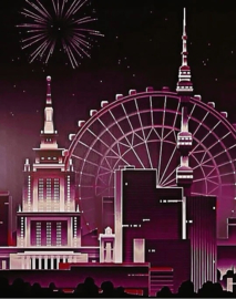 Diamond Painting Wizardi - Night Town - 48 x 38 cm