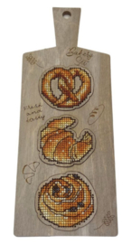 Borduurpakket op hout - Bakery Set - Broodjes Bakken - Kind Fox
