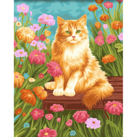W024 - Cat in Flowers - Kat in Bloemen