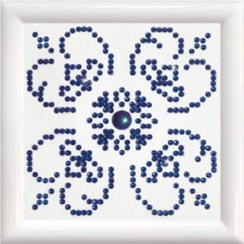 Diamond Dotz - Blue on White - 10 x 10 cm - met lijst