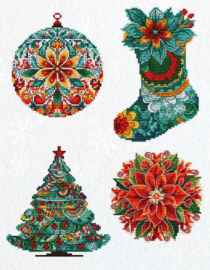 JK042 Borduurpakket Luca-S - Christmas Decorations (plastiek stramien)