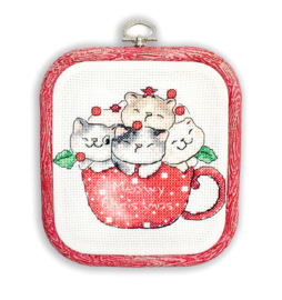 Borduurpakket LETI 8080 - Meowy Christmas with hoop included