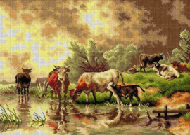 After F.J. Voltz - CATTLE WATERING 50 x 70 (STRAMIEN)