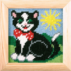 1497 - Borduurpakket voor kind - met lijstje - Orchidea - Poes in de Zon