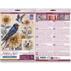 AH-317 Borduurpakket ABRIS ART - The melody of swallows - De Melodie van de Zwaluwen