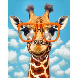 VA821 - DP - Canvas op houten frame - Giraf met Bril - 30 x 40 cm