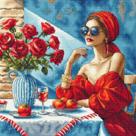 134 - Borduurpakket AVA Stitch - Lady in Red - Dame in het Rood