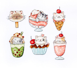 Borduurpakket LETI 8089 - Summer Kitties Kit of 6 pcs